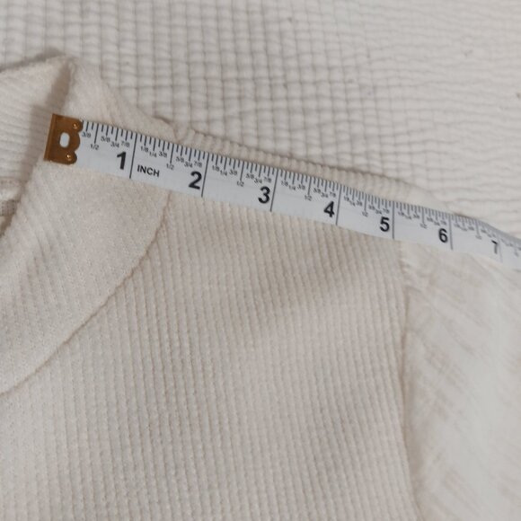 Madewell, Ivory, Weave Mix, Mock Neck, Bubble Sleeve Top, SZ Large, Style NC638 - Picture 10 of 16